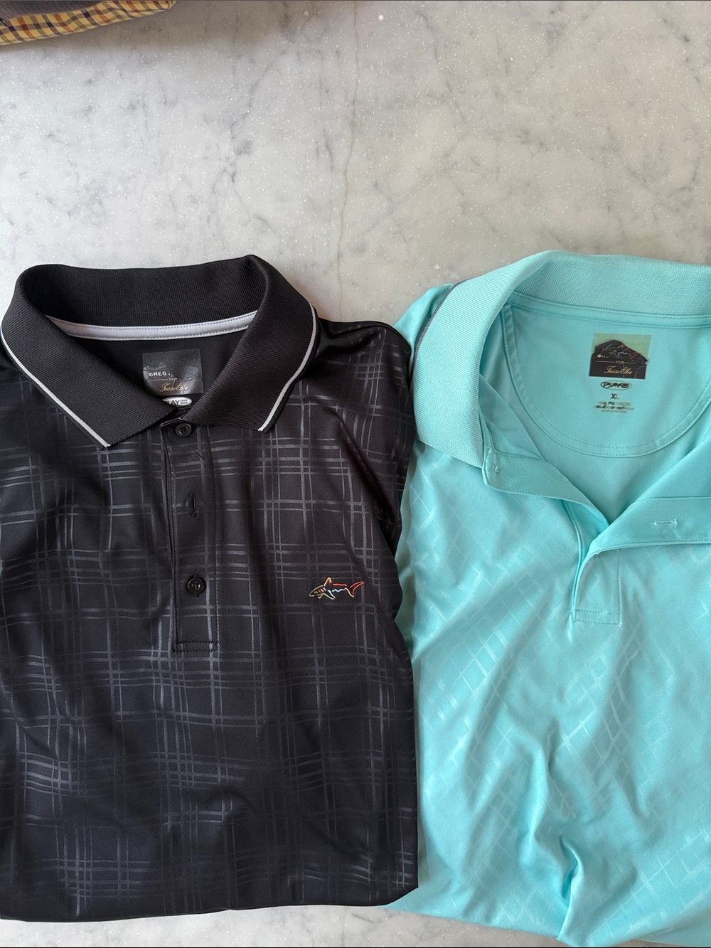 Travis Mathew Black & Aqua Patterned Polo Duo